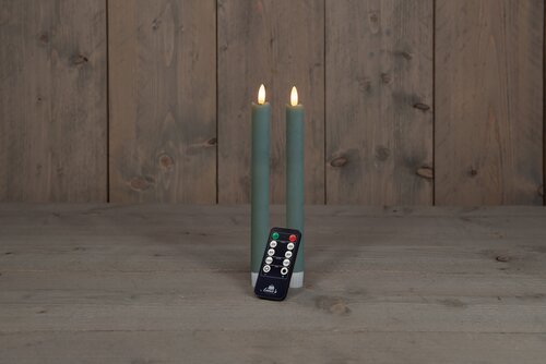 Anna's Collection LED-dinerkaarsen rustiek met 3D-vlam jade - set van 2 - H 23 cm - afbeelding 3