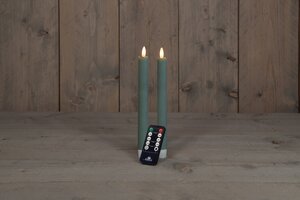 Anna's Collection LED-dinerkaarsen rustiek met 3D-vlam jade - set van 2 - H 23 cm - afbeelding 3