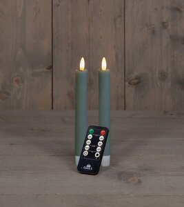 Anna's Collection LED-dinerkaarsen rustiek met 3D-vlam jade - set van 2 - H 18 cm - afbeelding 3