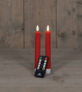 Anna's Collection LED-dinerkaarsen rustiek met 3D-vlam rood - set van 2 - H 18 cm - afbeelding 3