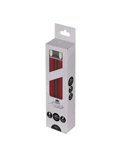 Anna's Collection LED-dinerkaarsen rustiek met 3D-vlam rood - set van 2 - H 18 cm - afbeelding 2