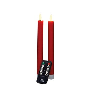 Anna's Collection LED-dinerkaarsen rustiek met 3D-vlam rood - set van 2 - H 23 cm - afbeelding 1