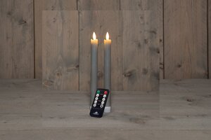 Anna's Collection LED-dinerkaarsen rustiek met 3D-vlam taupe - set van 2 - H 23 cm - afbeelding 3