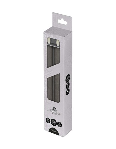 Anna's Collection LED-dinerkaarsen rustiek met 3D-vlam taupe - set van 2 - H 23 cm - afbeelding 2