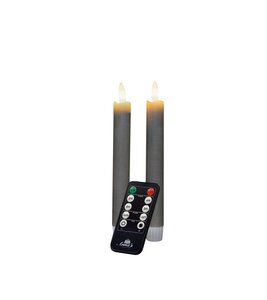 Anna's Collection LED-dinerkaarsen rustiek met 3D-vlam taupe - set van 2 - H 18 cm - afbeelding 1