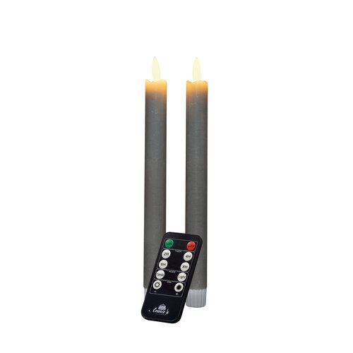Anna's Collection LED-dinerkaarsen rustiek met 3D-vlam taupe - set van 2 - H 23 cm - afbeelding 1