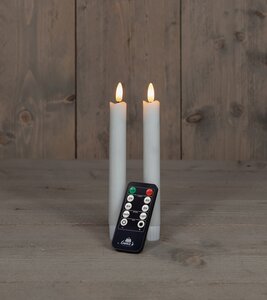 Anna's Collection LED-dinerkaarsen rustiek met 3D-vlam wit - set van 2 - H 18 cm - afbeelding 3