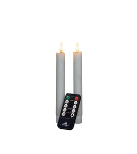Anna's Collection LED-dinerkaarsen rustiek met 3D-vlam wit - set van 2 - H 18 cm - afbeelding 1