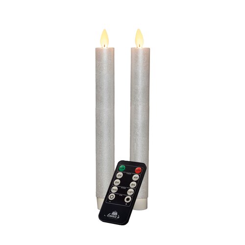 Anna's Collection LED-dinerkaarsen rustiek met bewegende vlam parel - set van 2 - H 23 cm