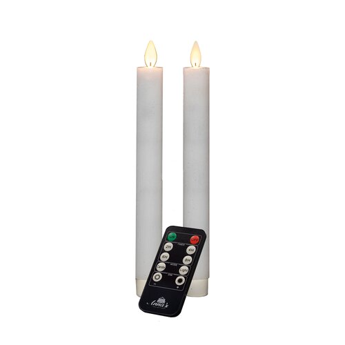 Anna's Collection LED-dinerkaarsen rustiek met bewegende vlam wit - set van 2 - H 23 cm