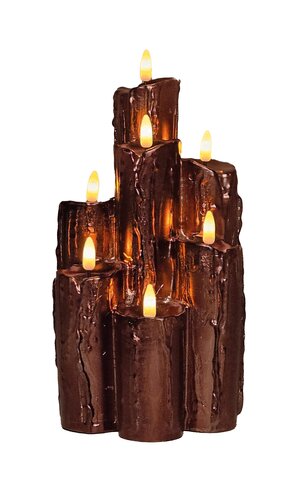 Anna's Collection LED druipkaars 3D vlam brons - H 25,5 x D 15 cm