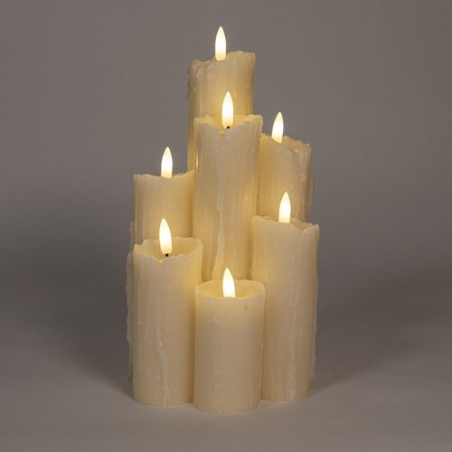 Anna's Collection LED druipkaars 3D vlam ivoor - H 25,5 x D 15 cm - afbeelding 3