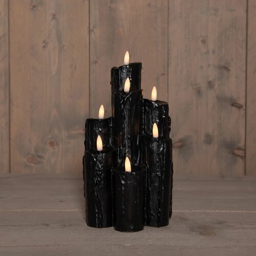 Anna's Collection LED druipkaars 3D vlam zwart - H 25,5 x D 15 cm - afbeelding 2