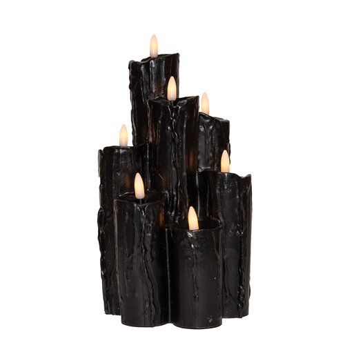 Anna's Collection LED druipkaars 3D vlam zwart - H 25,5 x D 15 cm - afbeelding 1