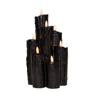 Anna's Collection LED druipkaars 3D vlam zwart - H 25,5 x D 15 cm - afbeelding 1