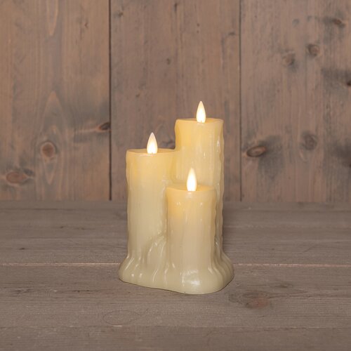 Anna's Collection LED-druipkaars wax - B11,5xH15cm Ivoor