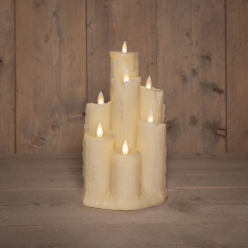 Anna's Collection LED-druipkaars wax - B14,5xH25,5cm Ivoor