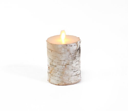 Anna's Collection LED-kaars berk met bewegende vlam wit - H 10 x Ø 7,5 cm - afbeelding 1