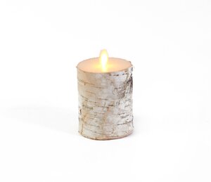 Anna's Collection LED-kaars berk met bewegende vlam wit - H 10 x Ø 7,5 cm - afbeelding 1