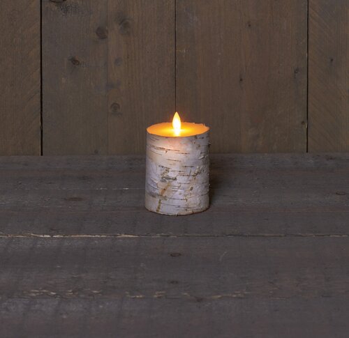 Anna's Collection LED-kaars berk met bewegende vlam wit - H 10 x Ø 7,5 cm - afbeelding 2