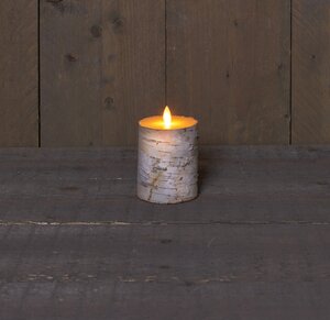 Anna's Collection LED-kaars berk met bewegende vlam wit - H 10 x Ø 7,5 cm - afbeelding 2