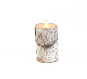 Anna's Collection LED-kaars berk met bewegende vlam wit - H 12,5 x Ø 7,5 cm - afbeelding 1