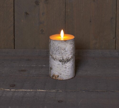 Anna's Collection LED-kaars berk met bewegende vlam wit - H 12,5 x Ø 7,5 cm - afbeelding 2