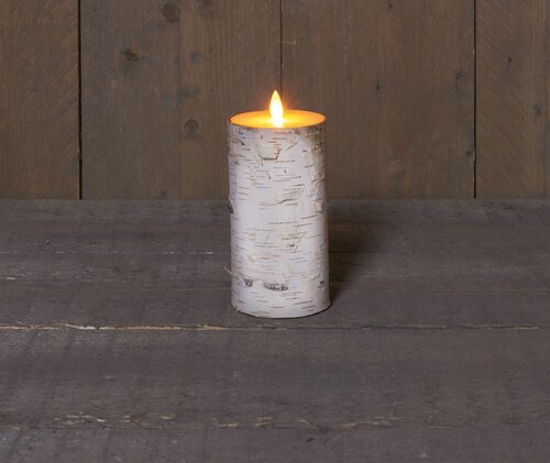 Anna's Collection LED-kaars berk met bewegende vlam wit - H 15 x Ø 7,5 cm - afbeelding 2