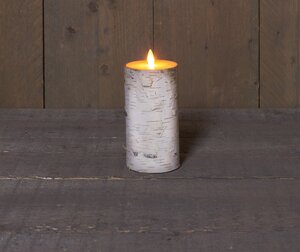 Anna's Collection LED-kaars berk met bewegende vlam wit - H 15 x Ø 7,5 cm - afbeelding 2