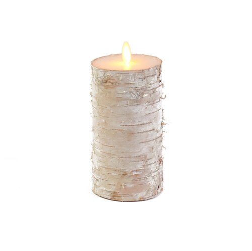 Anna's Collection LED-kaars berk met bewegende vlam wit - H 15 x Ø 7,5 cm - afbeelding 1