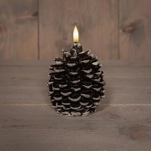 Anna's Collection LED-kaars Dennenappel - H10xD8,5cm Bruin - afbeelding 2