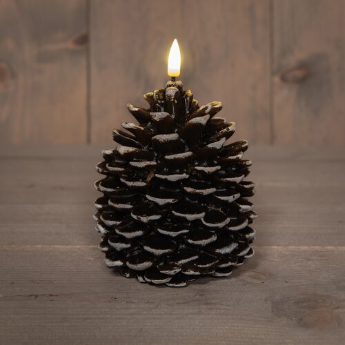 Anna's Collection LED-kaars Dennenappel - H12,5xD10,5cm Bruin - afbeelding 2