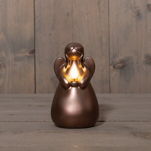 Anna's Collection LED-kaars engel - D8,5xH14,5cm Brons - afbeelding 3