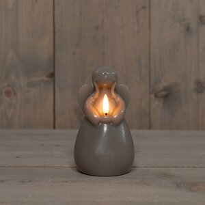 Anna's Collection LED-kaars engel - D8,5xH14,5cm Taupe - afbeelding 3