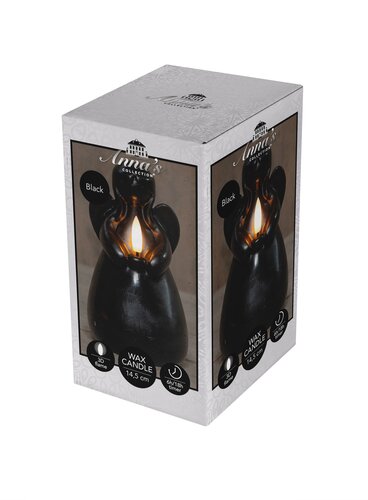 Anna's Collection LED-kaars engel - D8,5xH14,5cm Zwart - afbeelding 2