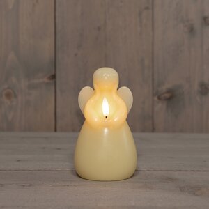 Anna's Collection LED-kaars engel met 3D-vlam ivoor - H 14,5 x Ø 8,5 cm - afbeelding 3