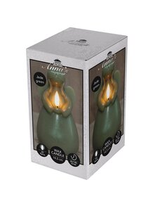 Anna's Collection LED-kaars engel met 3D-vlam jade - H 14,5 x Ø 8,5 cm - afbeelding 2