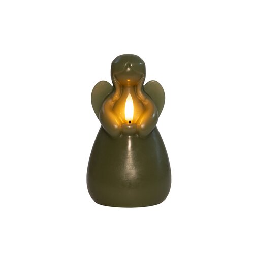 Anna's Collection LED-kaars engel met 3D-vlam jade - H 14,5 x Ø 8,5 cm