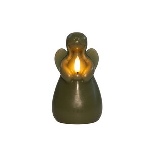 Anna's Collection LED-kaars engel met 3D-vlam jade - H 14,5 x Ø 8,5 cm - afbeelding 1