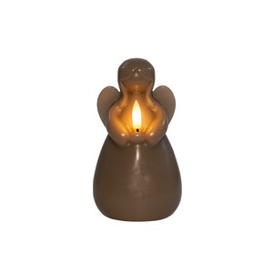 Anna's Collection LED-kaars engel met 3D-vlam taupe - H 14,5 x Ø 8,5 cm - afbeelding 1