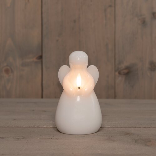 Anna's Collection LED-kaars engel met 3D-vlam wit - H 14,5 x Ø 8,5 cm