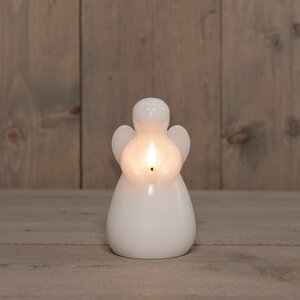 Anna's Collection LED-kaars engel met 3D-vlam wit - H 14,5 x Ø 8,5 cm - afbeelding 1