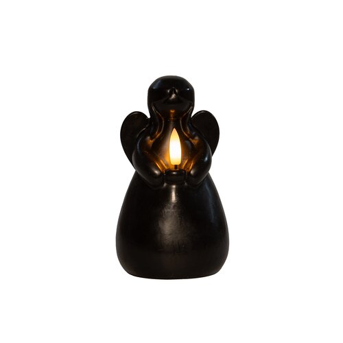 Anna's Collection LED-kaars engel met 3D-vlam zwart - H 14,5 x Ø 8,5 cm - afbeelding 1
