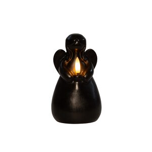 Anna's Collection LED-kaars engel met 3D-vlam zwart - H 14,5 x Ø 8,5 cm - afbeelding 1
