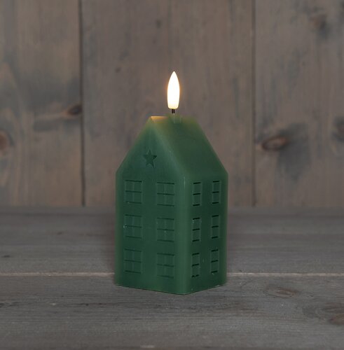 Anna's Collection LED-kaars huisje - L5xB6xH12cm Jade - afbeelding 3