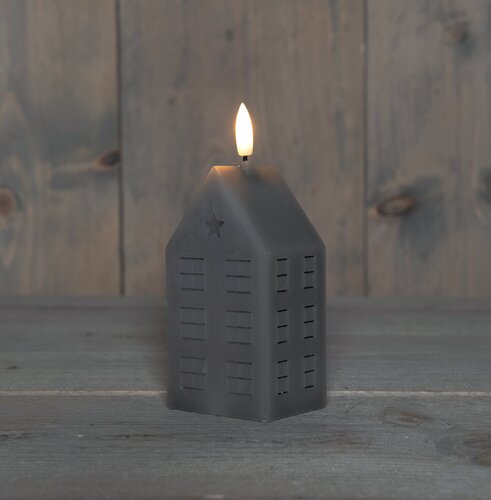 Anna's Collection LED-kaars huisje - L5xB6xH12cm Taupe - afbeelding 3