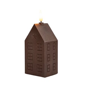 Anna's Collection LED-kaars huisje met 3D-vlam brons - L 5 x B 6 x H 12 cm