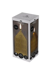 Anna's Collection LED-kaars huisje met 3D-vlam goud - L 5 x B 6 x H 12 cm - afbeelding 2