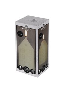 Anna's Collection LED-kaars huisje met 3D-vlam ivoor - L 5 x B 6 x H 12 cm - afbeelding 2