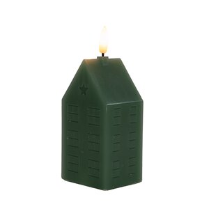 Anna's Collection LED-kaars huisje met 3D-vlam jade - L 5 x B 6 x H 12 cm - afbeelding 1